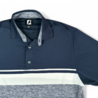 FootJoy Polo Shirt Blue White Inlay Golf Adult MEDIUM