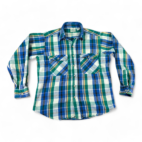 Vintage Van Heusen Shirt Blue Flannel Plaid 417 Sportswear 90s Adult LARGE