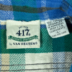 Vintage Van Heusen Shirt Blue Flannel Plaid 417 Sportswear 90s Adult LARGE