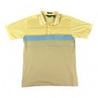 Vintage Par Four Polo Shirt Brown Blue Orange Stripes Inlay Pocket 80s Adult MEDIUM