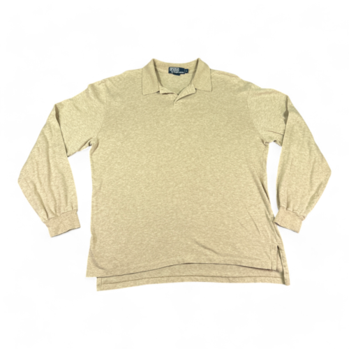 Vintage Ralph Lauren Polo Shirt Brown Long Sleeve 90s Adult LARGE