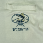 Vintage Polo Shirt White Blue St Maarten Fishing Color Block Inlay 90s Adult MEDIUM