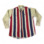 Vintage Roper Western Shirt Stripes Brown Red White Blue Cowboy Adult EXTRA LARGE