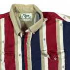 Vintage Roper Western Shirt Stripes Brown Red White Blue Cowboy Adult EXTRA LARGE