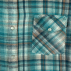 Vintage High Noon Western Shirt Blue Brown Plaid Flannel Pearl Snap Adult MEDIUM