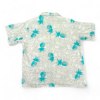 Vintage Hawaiian Shirt White Turquoise Abstract Pineapple 80s Adult LARGE