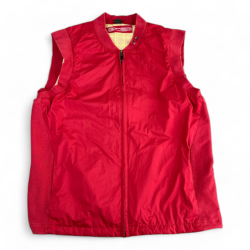 Vintage Oakley Vest Red Pockets Houndstooth Lining Golf Preppy Windbreaker Y2K Adult LARGE