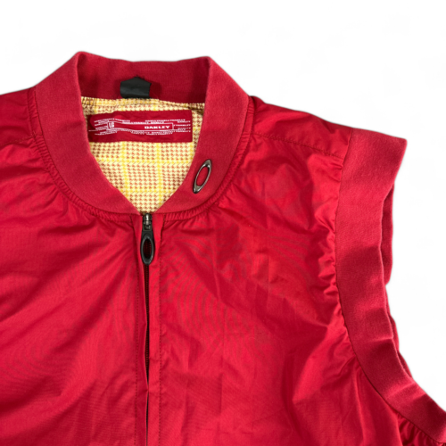 Vintage Oakley Vest Red Pockets Houndstooth Lining Golf Preppy Windbreaker Y2K Adult LARGE