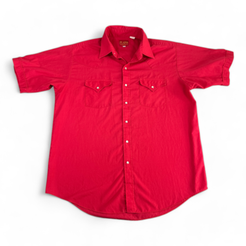 Plains Western Shirt Red Pearl Snap Adult LARGE