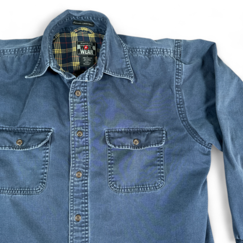 Vintage Galyans Shirt Blue Flannel Lined Workwear Chore Barn 90s Adult LARGE