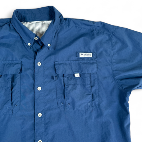 Columbia Fishing Shirt Blue PFG Omni Shade Vented Adult LARGE