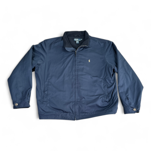 Vintage Polo Ralph Lauren Jacket Blue Fleece Lined Harrington 90s Adult EXTRA LARGE
