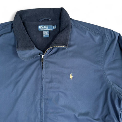 Vintage Polo Ralph Lauren Jacket Blue Fleece Lined Harrington 90s Adult EXTRA LARGE