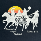 Vintage Cowboy Shirt Black Boot Hill Nightclub Gilette Wyoming 80s Adult SMALL