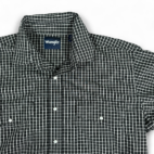 Wrangler Western Shirt Black White Plaid Windowpane Pearl Snap Adult LARGE