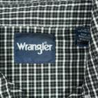 Wrangler Western Shirt Black White Plaid Windowpane Pearl Snap Adult LARGE