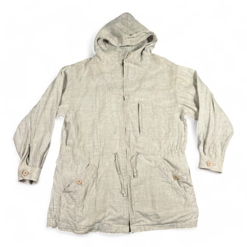 Vintage Eddie Bauer Jacket Brown Linen Anorak Parka 90s Womens LARGE