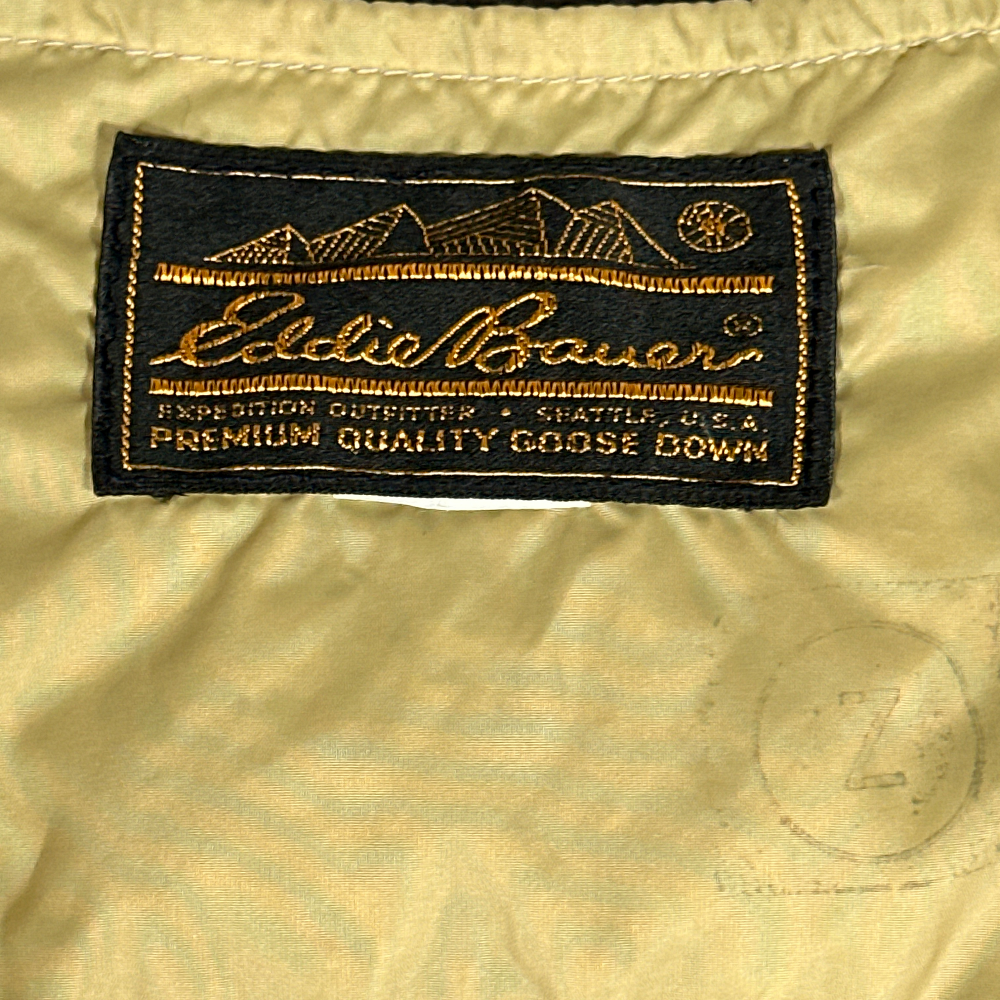Vintage Eddie Bauer Puffer Vest Gold Quilted Goose Down 90s Adult SMALL