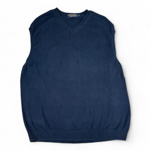 Vintage Brooks Brothers Sweater Vest Blue V Neck USA 90s Adult LARGE