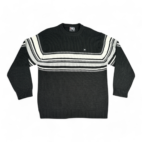 Vintage Southpole Sweater Black White Gray Striped Inlay Ribbed Y2K Adult MEDIUM