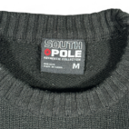 Vintage Southpole Sweater Black White Gray Striped Inlay Ribbed Y2K Adult MEDIUM