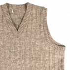 Vintage Sweater Vest Brown Tan Cable Knit V Neck 80s Adult LARGE