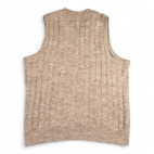 Vintage Sweater Vest Brown Tan Cable Knit V Neck 80s Adult LARGE