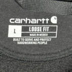 Carhartt Sweater Black Hoodie Jacket Loose Fit Distressed Adult LARGE