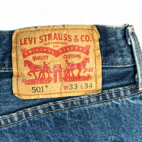 Levis 501 Jeans Blue Dark Wash Straight Button Fly Mens 34x34