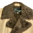 Vintage Montgomery Ward Coat Brown Faux Fur Lined Sherpa Trench 70s Adult SMALL