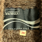 Vintage Montgomery Ward Coat Brown Faux Fur Lined Sherpa Trench 70s Adult SMALL