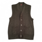 Vintage Richman Brothers Sweater Vest Brown Cardigan Cable Knit 70s Adult EXTRA SMALL