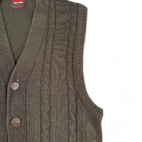 Vintage Richman Brothers Sweater Vest Brown Cardigan Cable Knit 70s Adult EXTRA SMALL