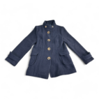 Old Navy Pea Coat Blue Plaid Lining Buttons Womens MEDIUM