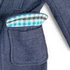 Old Navy Pea Coat Blue Plaid Lining Buttons Womens MEDIUM