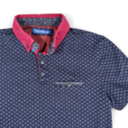 English Laundry Polo Shirt Navy Blue Graphic Pattern Pocket Adult MEDIUM
