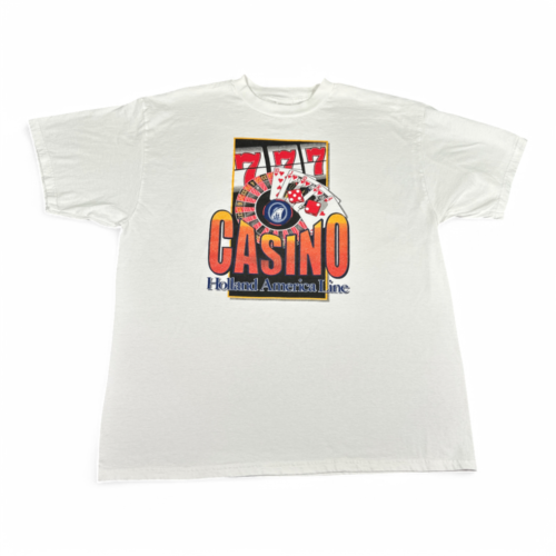 Vintage Casino Shirt White Holland America Line 90s Adult EXTRA LARGE