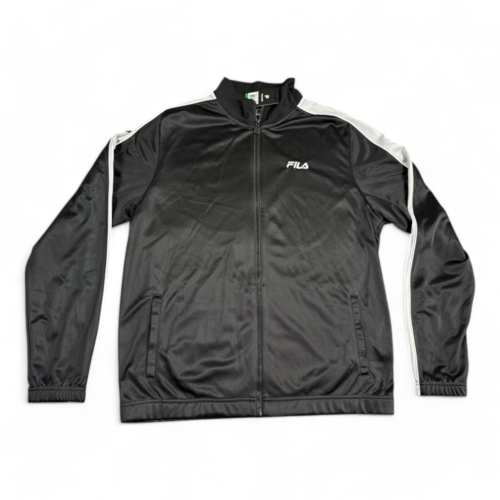 Fila Jacket Black Silver Rhory Track Active Wear Athletic Adult LARGE