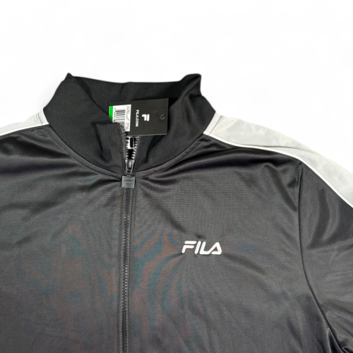 Fila Jacket Black Silver Rhory Track Active Wear Athletic Adult LARGE