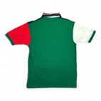 Vintage Bugle Boy Polo Shirt Blue Green Colorblock Crest 90s Adult SMALL