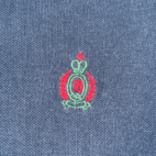 Vintage Bugle Boy Polo Shirt Blue Green Colorblock Crest 90s Adult SMALL