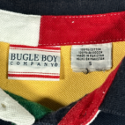 Vintage Bugle Boy Polo Shirt Blue Green Colorblock Crest 90s Adult SMALL