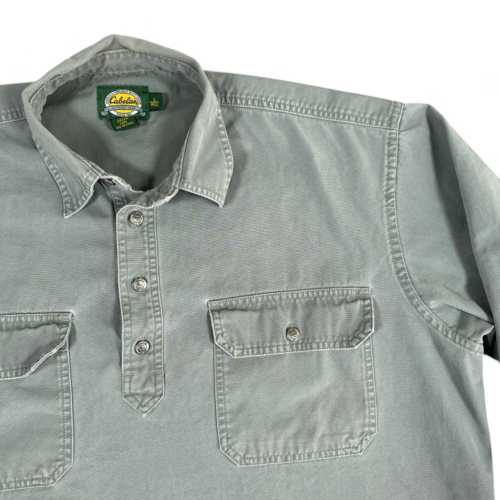 Vintage Cabelas Shirt Adult LARGE Gray Henley Cargo Outdoor Canvas Workshirt 90s
