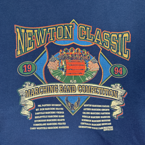 Vintage Marching Band Sweater Blue Sweatshirt Newton Classic Competition 90s Adult EXTRA LARGE