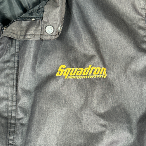 Vintage Swingster Jacket Black Satin Squadron 80s Adult LARGE