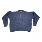 Vintage Eddie Bauer Sweater Blue Henley Mock Neck Oversize 90s Adult LARGE