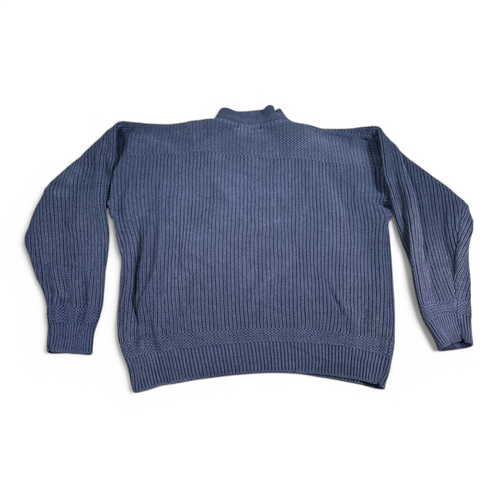 Vintage Eddie Bauer Sweater Blue Henley Mock Neck Oversize 90s Adult LARGE-3 Vintage Eddie Bauer Sweater Blue Henley Mock Neck Oversize 90s Adult LARGE