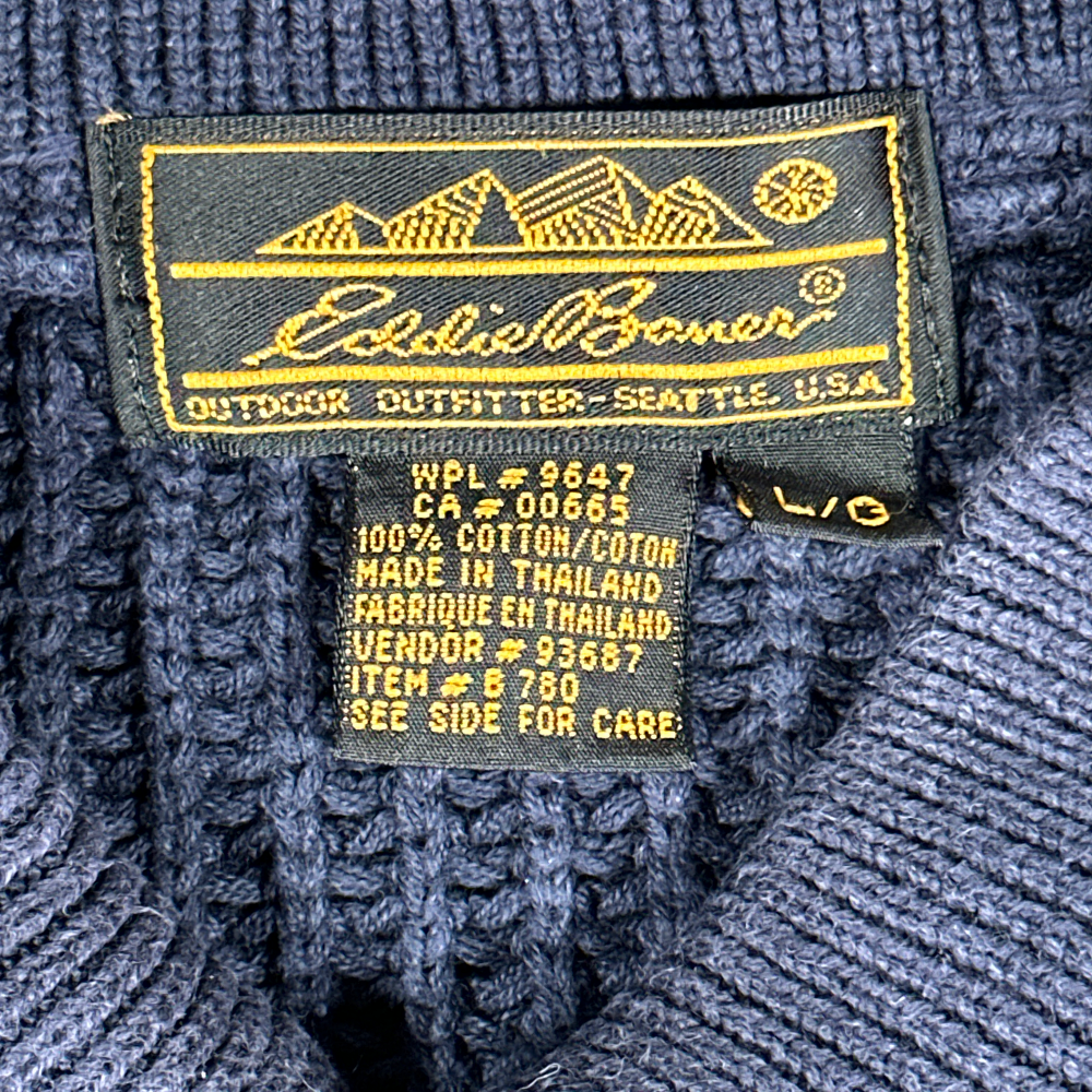 Vintage Eddie Bauer Sweater Blue Henley Mock Neck Oversize 90s Adult LARGE-6 Vintage Eddie Bauer Sweater Blue Henley Mock Neck Oversize 90s Adult LARGE