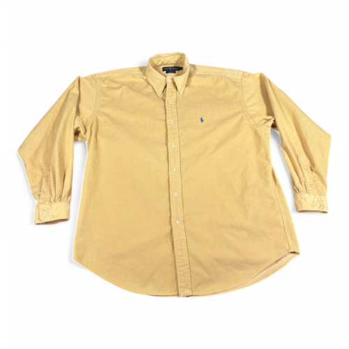 Vintage Ralph Lauren Shirt Yellow Corduroy Blaire Small Pony 90s Adult LARGE