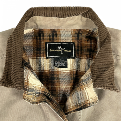 Vintage Brandon Thomas Chore Coat Brown Workwear Barn Corduroy Y2K Adult LARGE